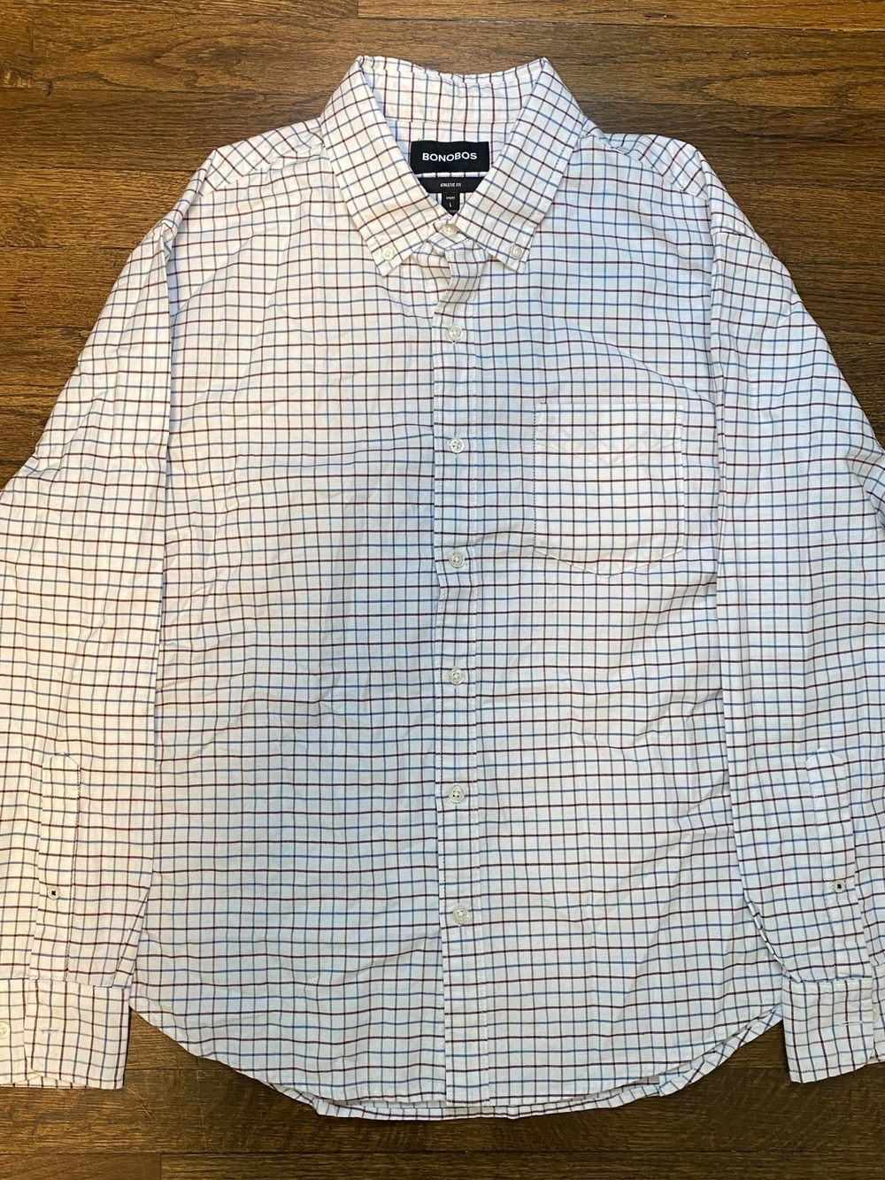 Bonobos White Shirt with Navy and Red Windowpane Grid